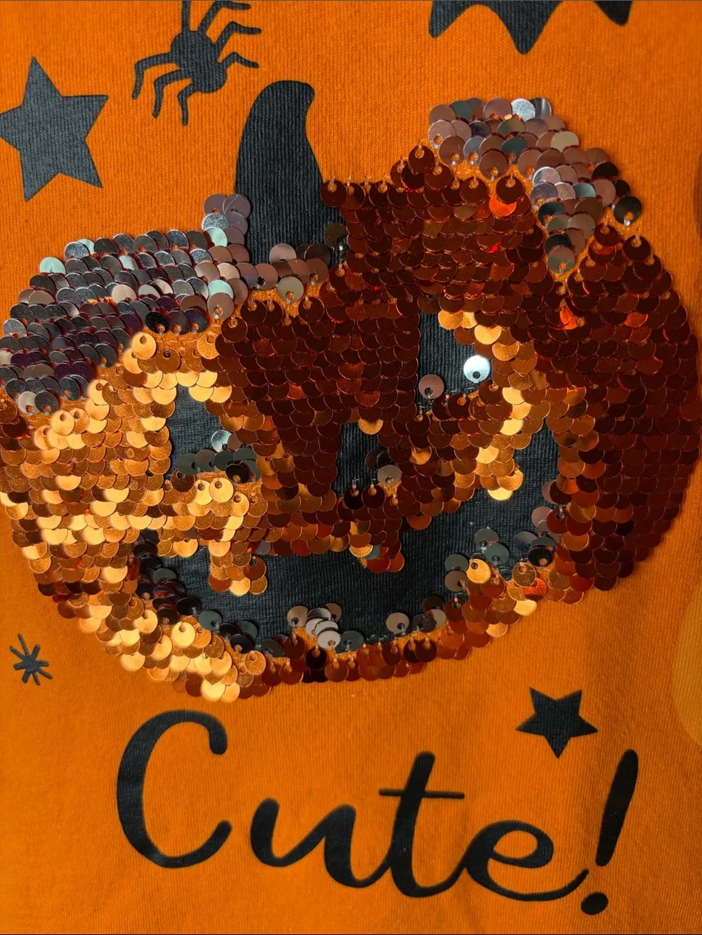 Wonder Nation Girls Halloween Sequin Pumpkin T-Shirt – Size M 7/8